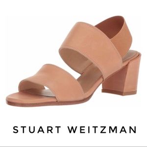 Stuart Weitzman Access Block Heels Leather Sandal
